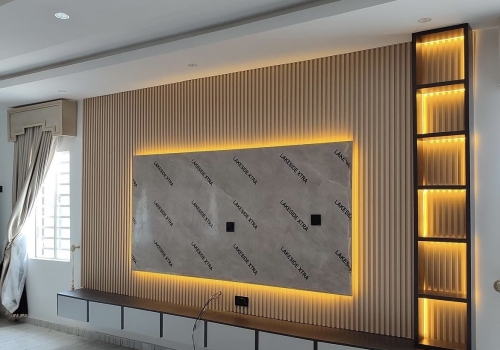 Hình ảnh thực tế mẫu kệ tivi trang trí phòng khách đẹp phong cách hiện đại mẫu mới nhất 